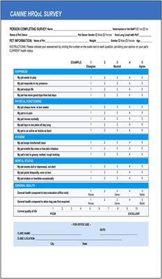 Owner and Veterinarian Perceptions About Use of a Canine Quality of Life Survey in Primary Care Settings